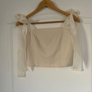 RIHOAS Cream Blouse with Sheer Tie Sleeves